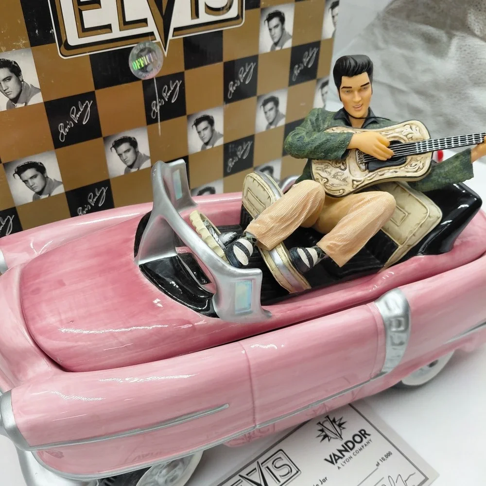 Vtg 90s Elvis Presley Pink Cadillac Cookie Jar ORIGINAL Box Certificate Numbered